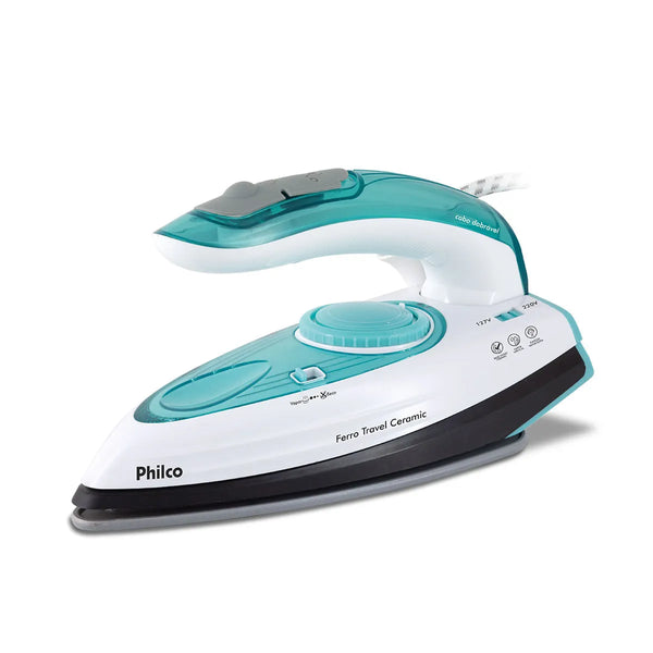 Ferro de Passar à Vapor Travel Bivolt Ceramic BR/Azul Philco