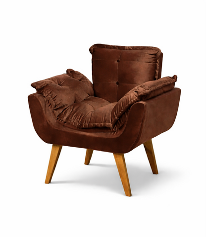 Poltrona Decorativa Bia Veludo Marrom Mega Estofados