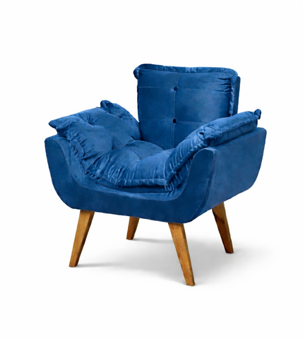 Poltrona Decorativa Bia Veludo Azul Mega Estofados
