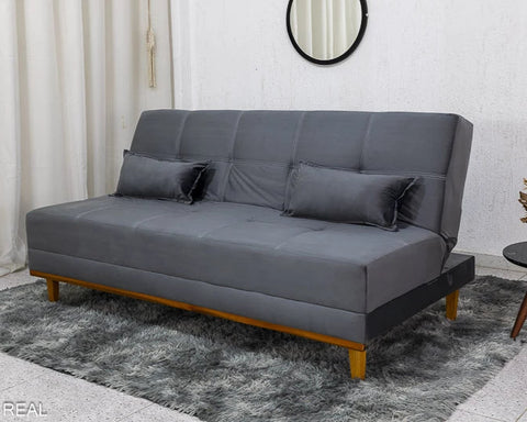 Sofá Cama Essência Veludo Cinza Mega Estofados